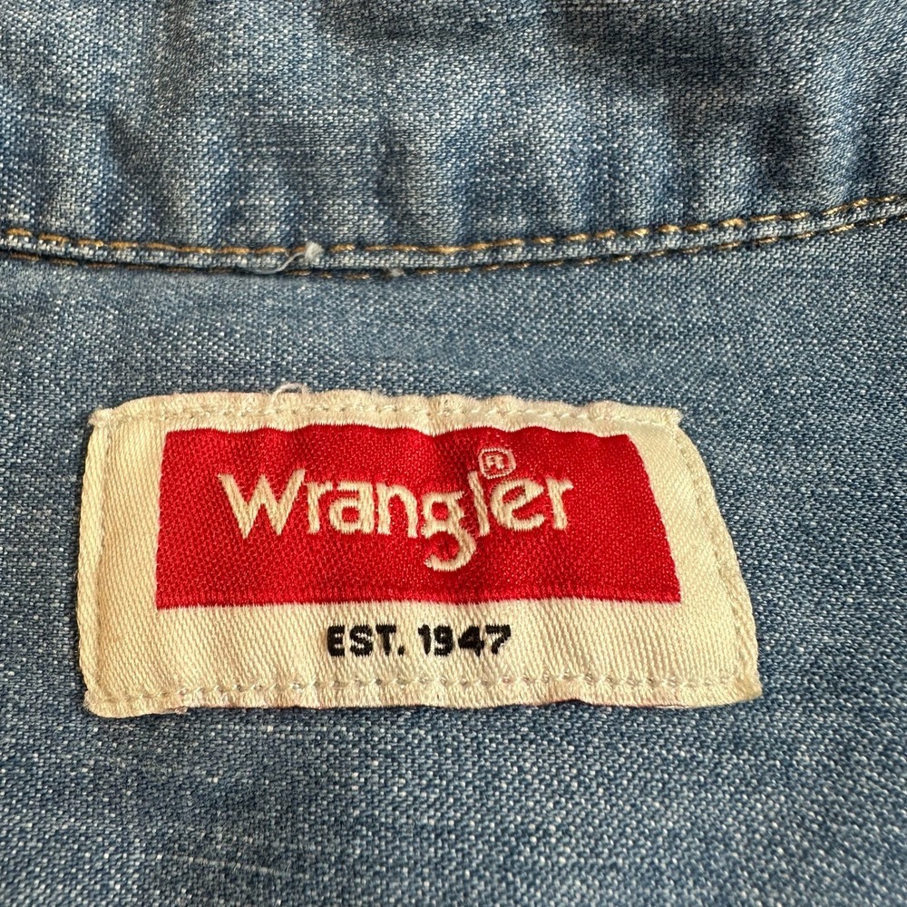 Wrangler Big & Tall Denim Shirt Mens 3XL Blue Chambray Button Up Workwear - Picture 5 of 11